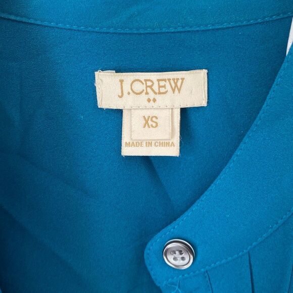 J.‎ Crew Factory Tuxedo Front Blouse Turquoise XS Long Sleeve Lighweight - Picture 4 of 8